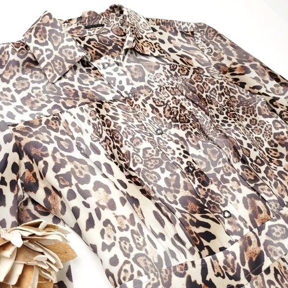 Elie Tahari Distressed Leopard Print Dress Sz 2 - Picture 4 of 16